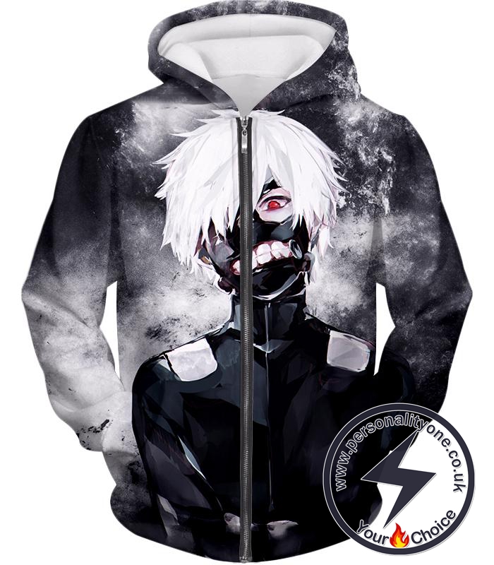 Tokyo Ghoul White Haired Ghoul Ken Kaneki Cool Action Zip Up Hoodie